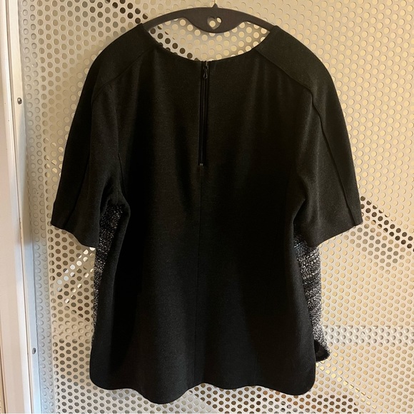 Vince Boxy cut Short-sleeve Knit Top Size M Grey/Black Cotton/wool Tweed - Picture 8 of 10